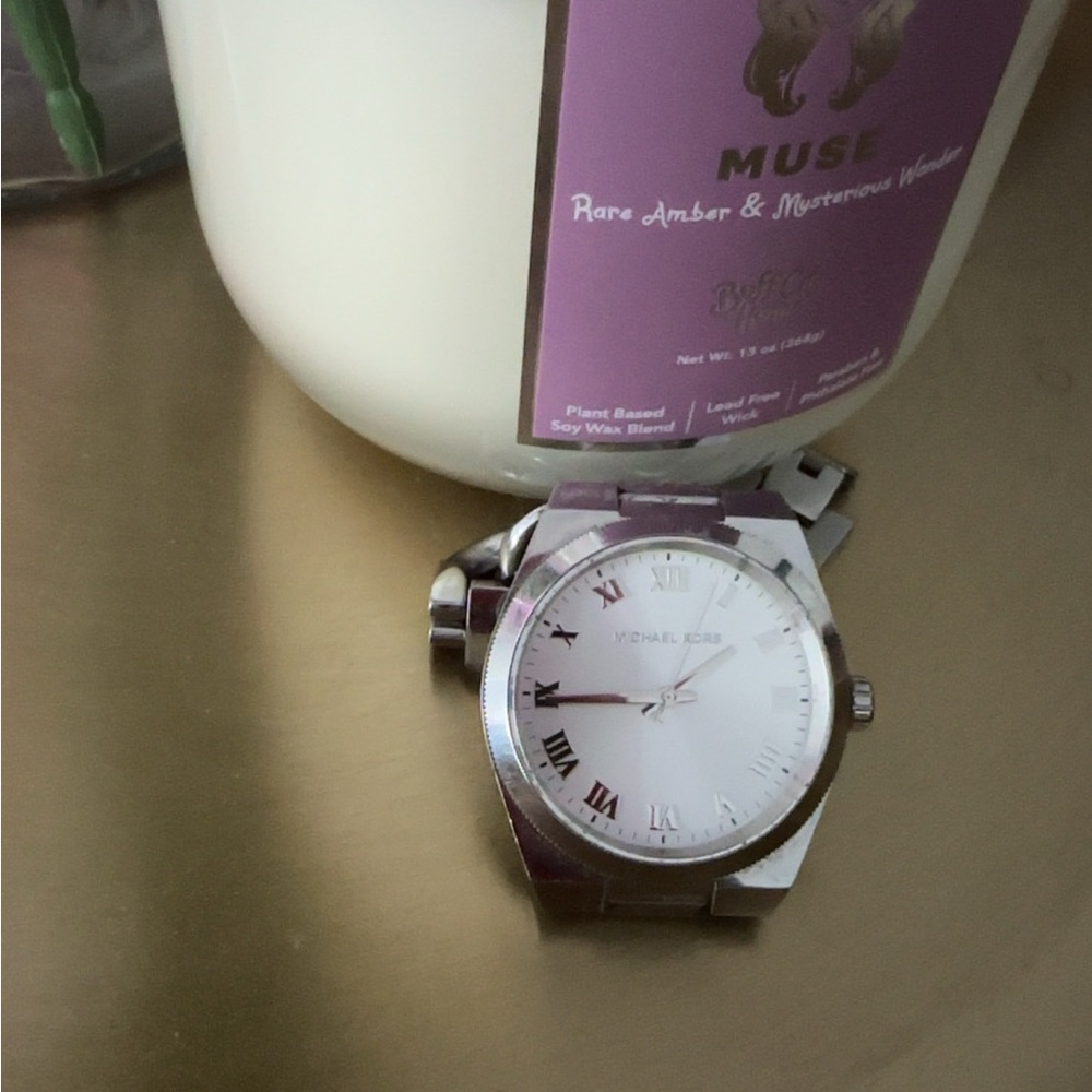 Michael Kors Silver Watch with White Dial